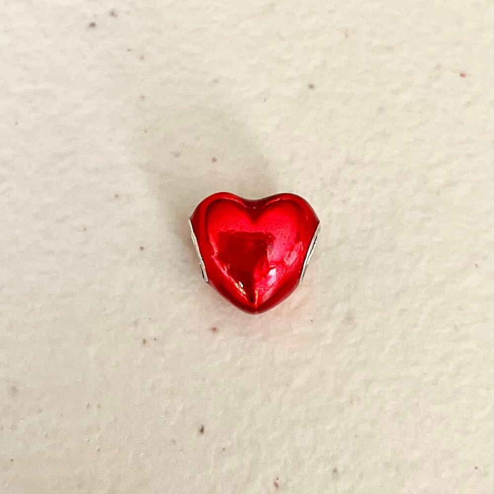 Red Enamel Heart Bracelet Charm